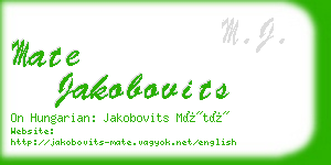 mate jakobovits business card